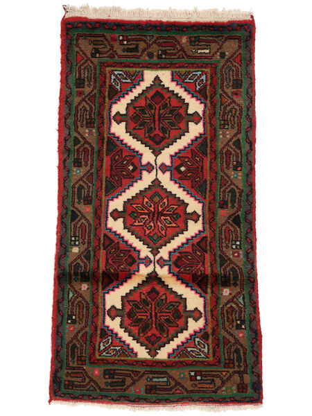  Oosters Asadabad Vloerkleed 70X140 Zwart/Donkerrood Wol, Perzië/Iran Carpetvista