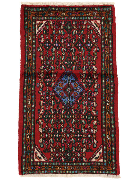  Persian Hamadan Rug 70X120 Black/Dark Red (Wool, Persia/Iran)