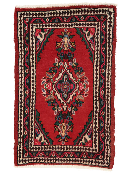 68X105 Tapete Hamadã Oriental Preto/Vermelho Escuro (Lã, Pérsia/Irão) Carpetvista