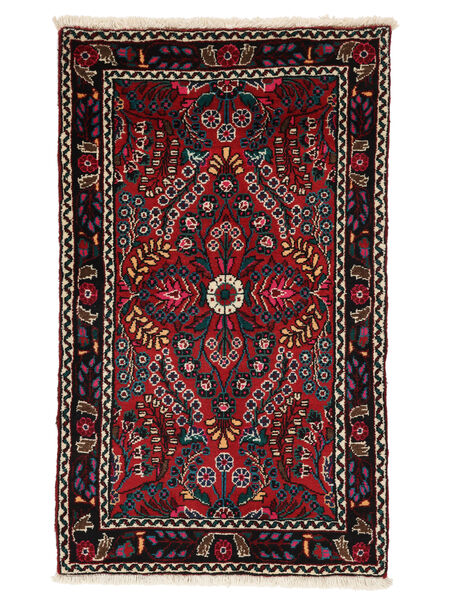 Hamadan Rug 78X128 Black/Dark Red Wool, Persia/Iran Carpetvista