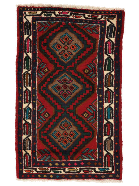 Alfombra Oriental Hamadan 80X130 Negro/Rojo Oscuro (Lana, Persia/Irán)