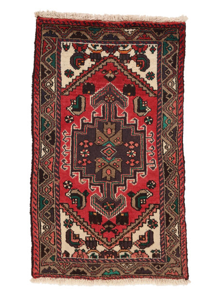 70X120 Alfombra Hamadan Oriental Negro/Rojo Oscuro (Lana, Persia/Irán) Carpetvista