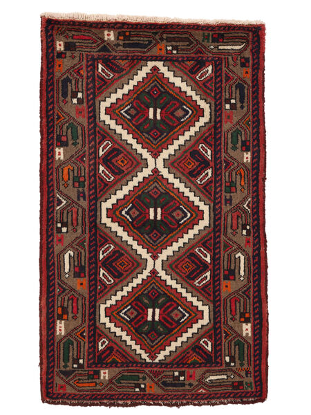  Hamadan Vloerkleed 73X125 Perzisch Wol Zwart/Donkerrood Klein Carpetvista