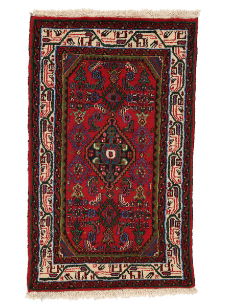 Alfombra Hamadan 76X125 Negro/Rojo Oscuro (Lana, Persia/Irán)