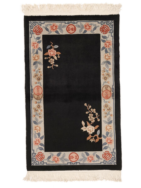  Oriental China 90 Line Rug 91X152 Black/Brown Wool, China Carpetvista