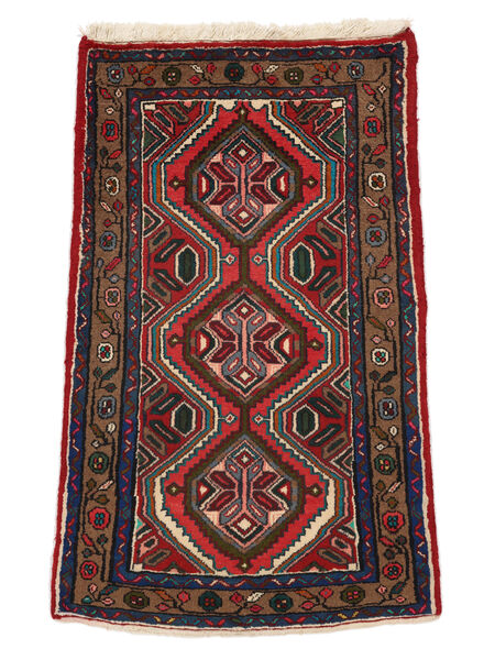  Hamadan Vloerkleed 70X115 Perzisch Wol Zwart/Donkerrood Klein Carpetvista