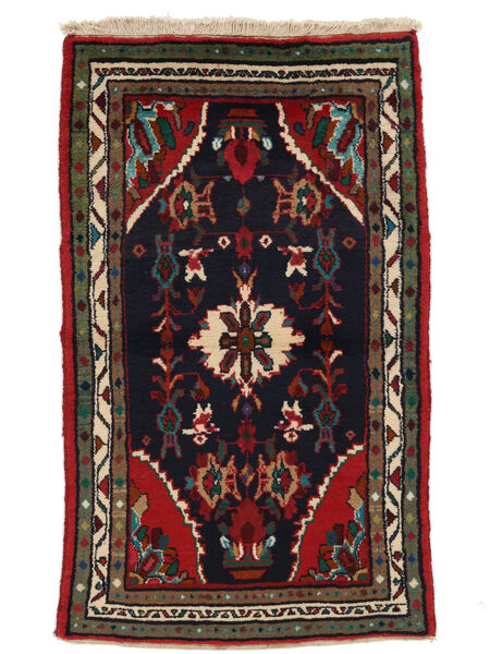 Alfombra Persa Hamadan 79X131 Negro/Rojo Oscuro (Lana, Persia/Irán)