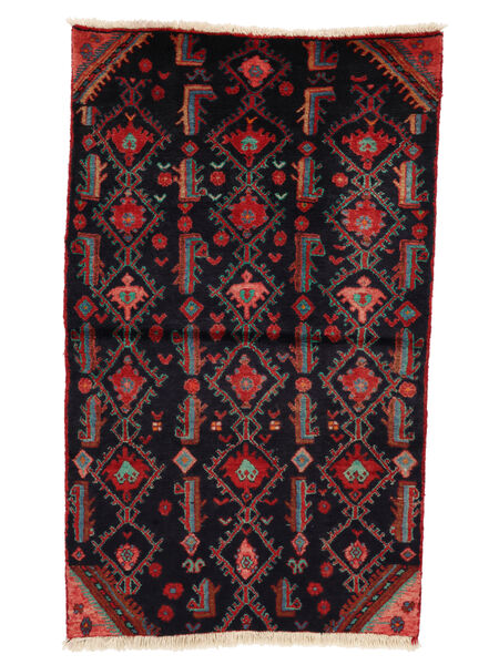  Oriental Hamadan Rug 90X155 Black/Dark Red Wool, Persia/Iran Carpetvista