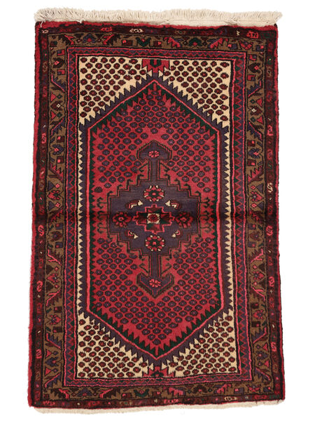  Oosters Hamadan Vloerkleed 100X150 Zwart/Donkerrood Wol, Perzië/Iran Carpetvista