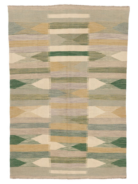 Alfombra Kilim Moderno 173X256 Naranja/Verde Oscuro (Lana, Afganistán)