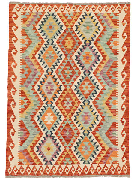 123X175 Kilim Afghan Old Style Rug Oriental Red/Beige (Wool, Afghanistan) Carpetvista