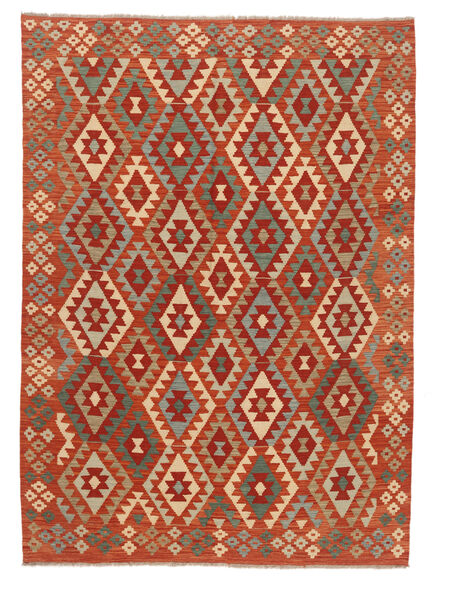  Kelim Afghan Old Style Matot 186X254 Tummanpunainen/Ruskea Carpetvista