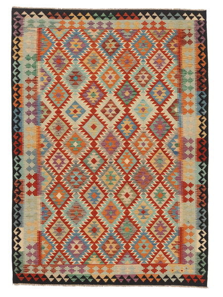  Kilim Afghan Old Style Alfombra 170X243 De Lana Rojo Oscuro/Marrón Carpetvista