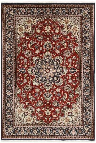 Qum Kork/Seide Teppich 142X207 Braun/Schwarz Wolle, Persien/Iran