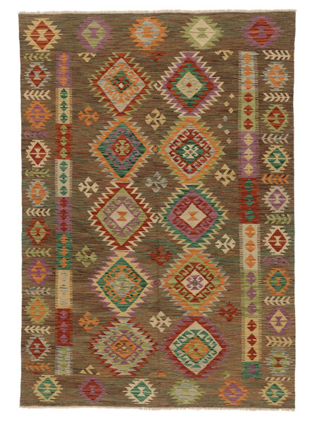  Ćilim Afghan Old Style Tepih 164X239 Vuneni Braon/Crna Sag Carpetvista