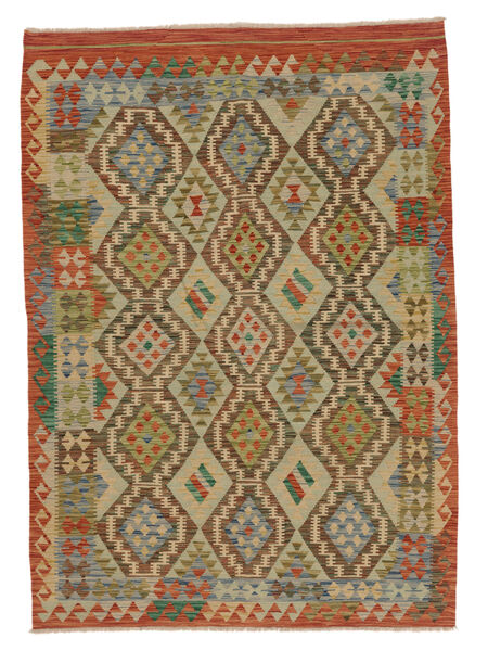  Kilim Afghan Old Style Rug 166X234 Brown/Dark Yellow Carpetvista