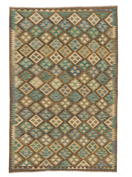  Kelim Afghan Old Style Matot 162X245 Villamatto Ruskea/Vihreä Matto Carpetvista