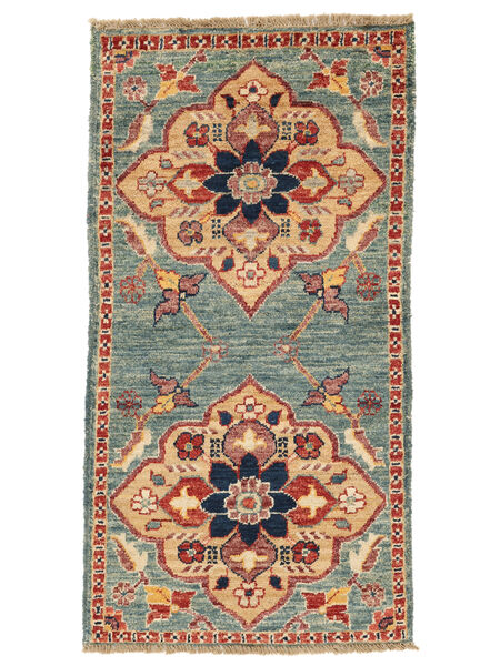 Ziegler Tæppe 53X100 Grøn/Brun Uld, Afghanistan Carpetvista