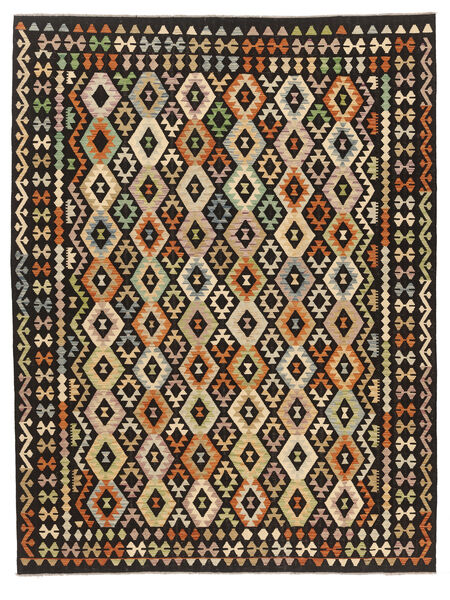 Kilim Afghan Old Style Rug 255X334 Black/Orange Large Wool, Afghanistan Carpetvista