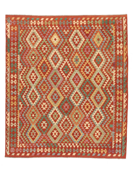  Kelim Afghan Old Style Vloerkleed 259X300 Donkerrood/Bruin Carpetvista