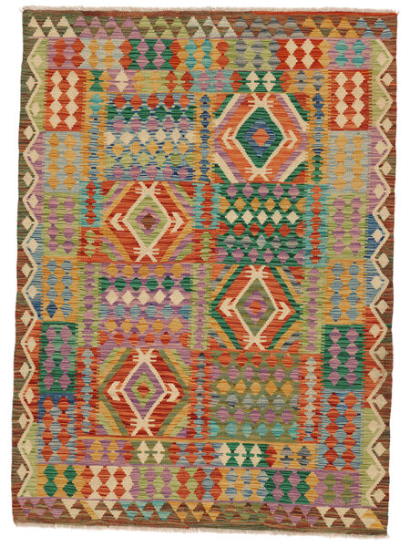  Orientalsk Kelim Afghan Old Style Teppe 146X202 Mørk Gul/Mørk Rød Ull, Afghanistan Carpetvista