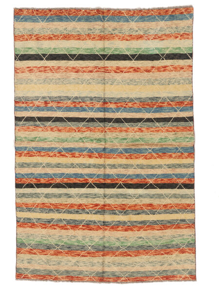 Moderne Afghan Fine Vloerkleed 139X212 Oranje/Donker Geel Wol, Afghanistan Carpetvista