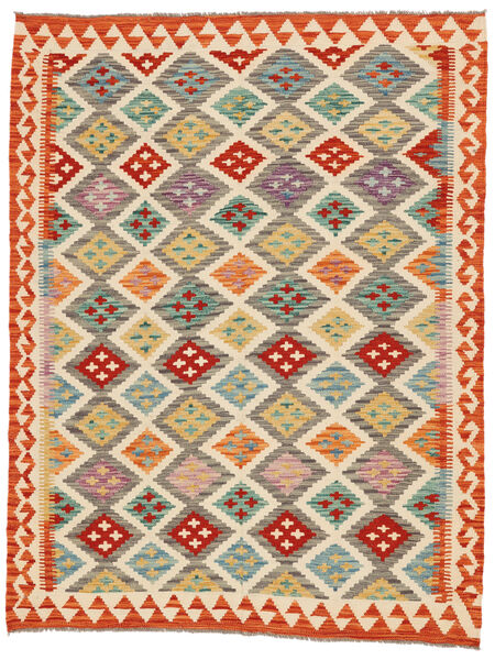 Kilim Afghan Old Style Rug 158X206 Green/Orange Wool, Afghanistan Carpetvista