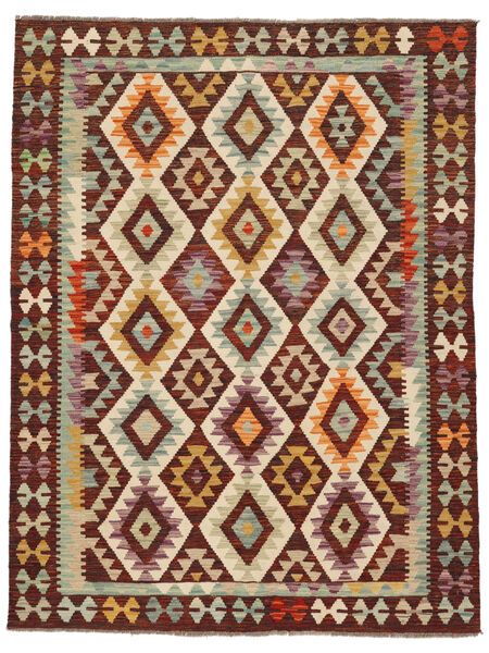 155X202 Kelim Afghan Old Style Teppe Orientalsk Svart/Oransje (Ull, Afghanistan) Carpetvista