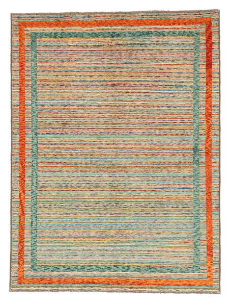 174X229 Modern Afghan Fine Rug Modern Green/Brown (Wool, Afghanistan) Carpetvista