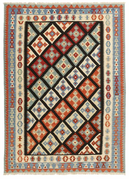 210X291 Alfombra Oriental Kilim Negro/Rojo Oscuro (Lana, Persia/Irán)