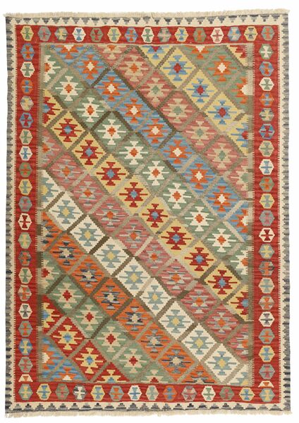  Kilim Rug 206X286 Persian Wool Brown/Orange