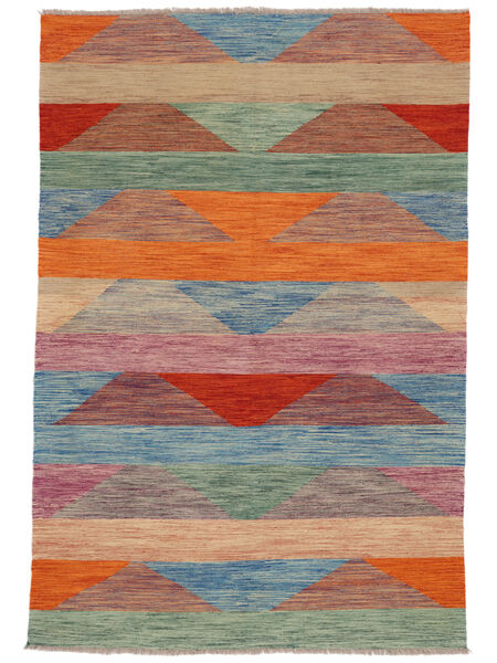  Kilim Moderno Tapete 198X293 Lã Vermelho Escuro/Verde Carpetvista