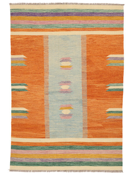  Kilim Moderni Tappeto 202X298 Di Lana Arancione/Marrone Carpetvista