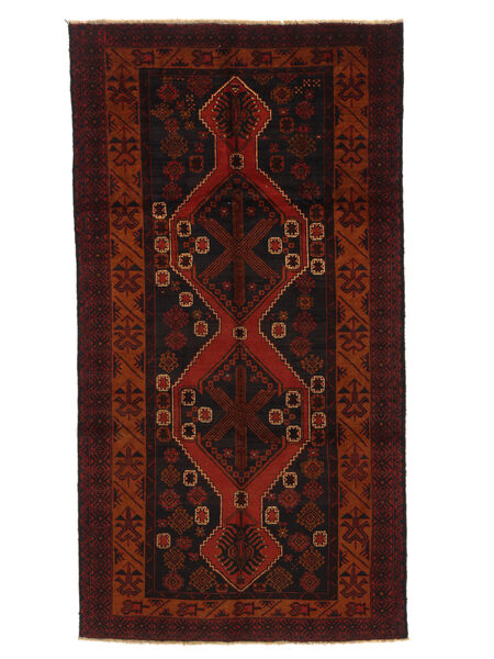 132X251 Tapete Balúchi Oriental Preto/Vermelho Escuro (Lã, Afeganistão) Carpetvista