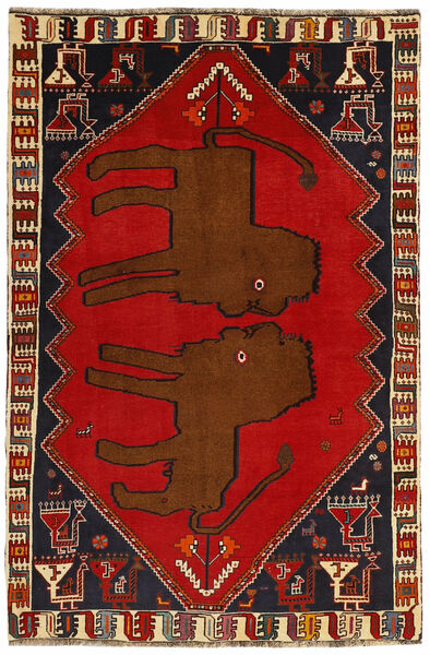 129X197 Qashqai Vloerkleed Oosters Donkerrood/Zwart (Wol, Perzië/Iran)