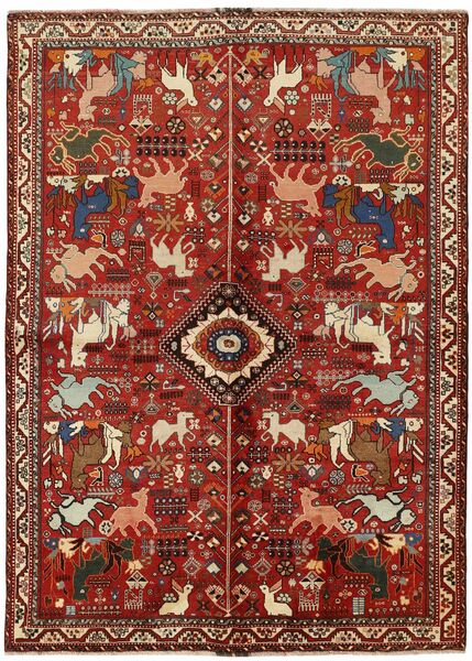  Oriental Qashqai Rug 177X244 Dark Red/Black Wool, Persia/Iran