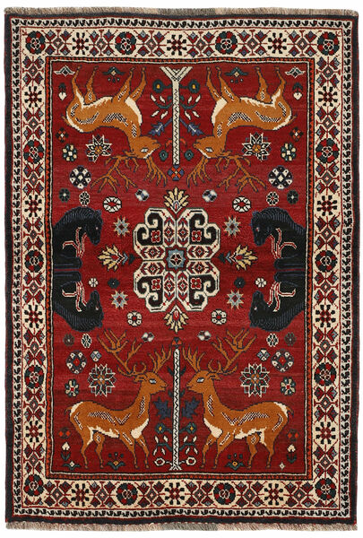 118X166 Qashqai Vloerkleed Oosters Zwart/Donkerrood (Wol, Perzië/Iran)