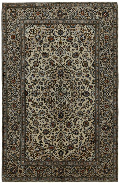  Persan Kashan Covor 196X305 Negru/Galben Închis