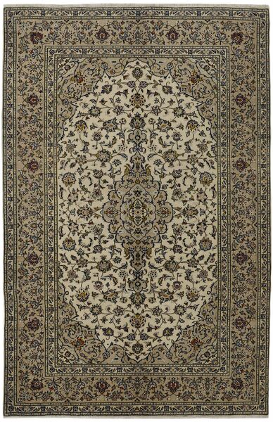  Kashan Tapete 197X301 Persa Lã Preto/Castanho