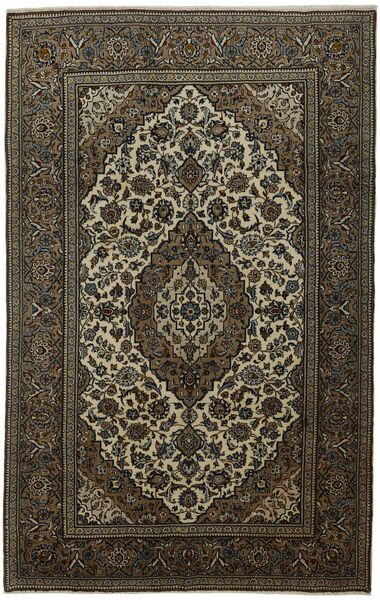 Tapete Oriental Kashan 187X303 Preto/Castanho (Lã, Pérsia/Irão)