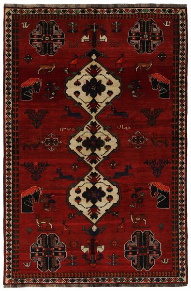  162X244 Qashqai Covor Negru/Dark Red Persia/Iran
