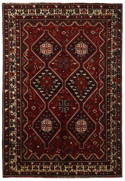  Orientalisk Qashqai Matta 191X277 Svart/Brun Ull, Persien/Iran