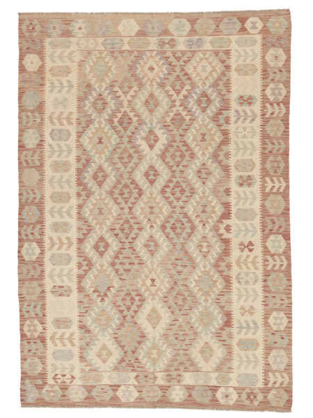  205X298 Kelim Afghan Old Style Teppe Oransje/Brun Afghanistan Carpetvista