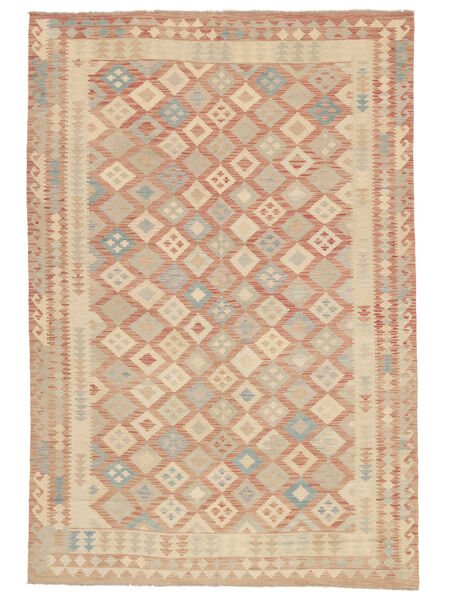  203X294 Kelim Afghan Old Style Tæppe Brun/Orange Afghanistan Carpetvista