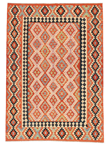 208X296 Tappeto Kilim Afghan Old Style Orientale Rosso/Beige (Lana, Afghanistan) Carpetvista