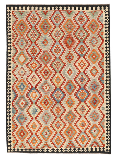 214X300 Alfombra Oriental Kilim Afghan Old Style Naranja/Rojo Oscuro (Lana, Afganistán) Carpetvista