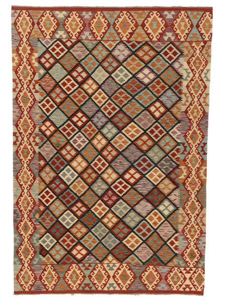 205X302 Tapete Kilim Afegão Old Style Oriental Castanho/Vermelho Escuro (Lã, Afeganistão) Carpetvista