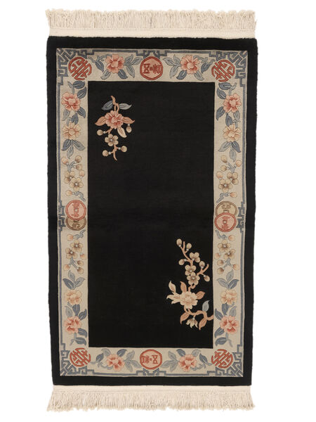  China 90 Line Rug 91X152 Wool Black/Brown Small Carpetvista