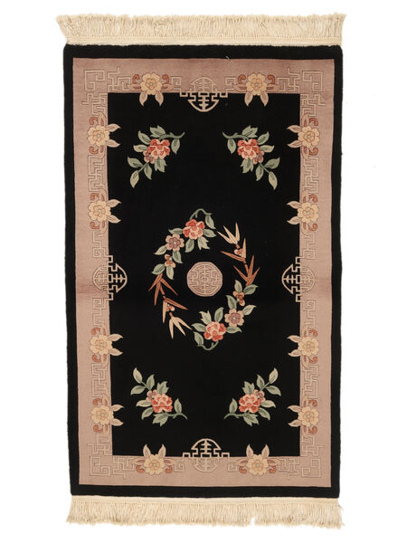  China 90 Line Rug 91X152 Wool Black/Brown Small Carpetvista