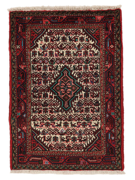 72X100 Dywan Orientalny Hamadan Czarny/Ciemnoczerwony (Wełna, Persja/Iran) Carpetvista